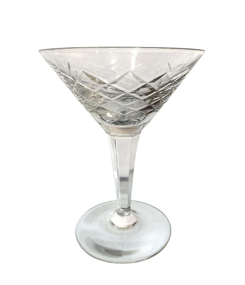 SET OF EIGHT ART DECO CRYSTAL COCKTAIL GLASSES WITH GEOMETRIC PATTERN DESIGN