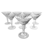 SET OF EIGHT ART DECO CRYSTAL COCKTAIL GLASSES WITH GEOMETRIC PATTERN DESIGN