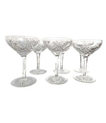 SET OF SIX 1940S VAL ST LAMBERT "LUBIN ANNETTE" CRYSTAL CHAMPAGNE COUPES