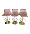 SET OF THREE 1970S SWIVEL BAR STOOLS BY JOHANSON DESIGN WITH GILT METAL BASES