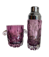 STUNNING CUT CRYSTAL COCKTAIL SHAKER WITH MATCHING ICE BUCKET IN PURPLE GLASS