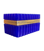 STUNNING 1950S COBALT BLUE MURANO GLASS HINGED JEWELRY BOX BY CENDESE, ITALY
