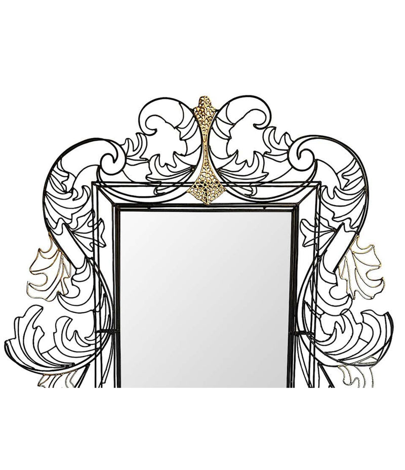 STUNNING WIRE FRAMED MIRROR BY ANACLETO SPAZZAPAN FINISHED IN BLACK AND GOLD