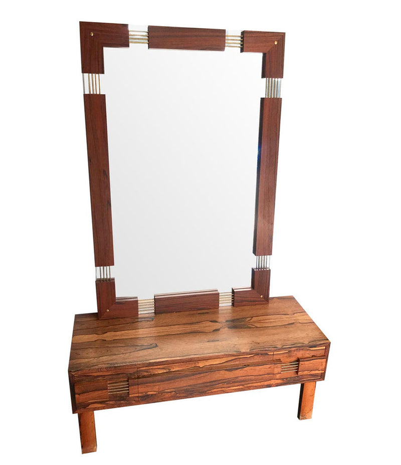 SWEDISH ROSEWOOD CHEST OF DRAWERS / LOW DRESSING TABLE WITH WALL MIRROR