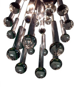 1960S SCIOLARI CHROME AND GLASS CHANDELIER