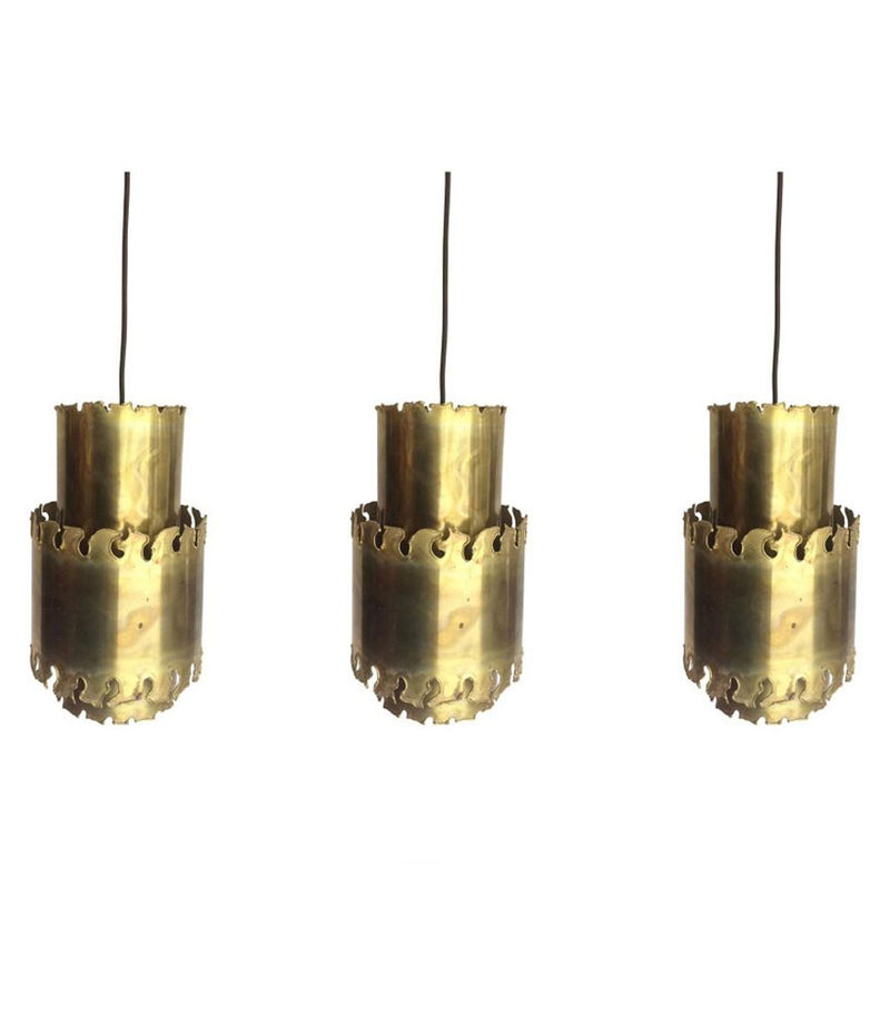 SET OF THREE HOLM SORENSEN BRASS PENDANT LIGHTS