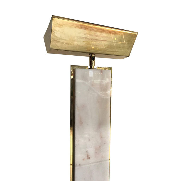 SOLID CARRARA PINK MARBLE AND BRASS FLOOR LAMP BY MAURO MARTINI
