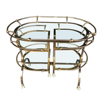 UNIQUE GILT METAL BAR TROLLEY WITH SWING OUT SHELVES