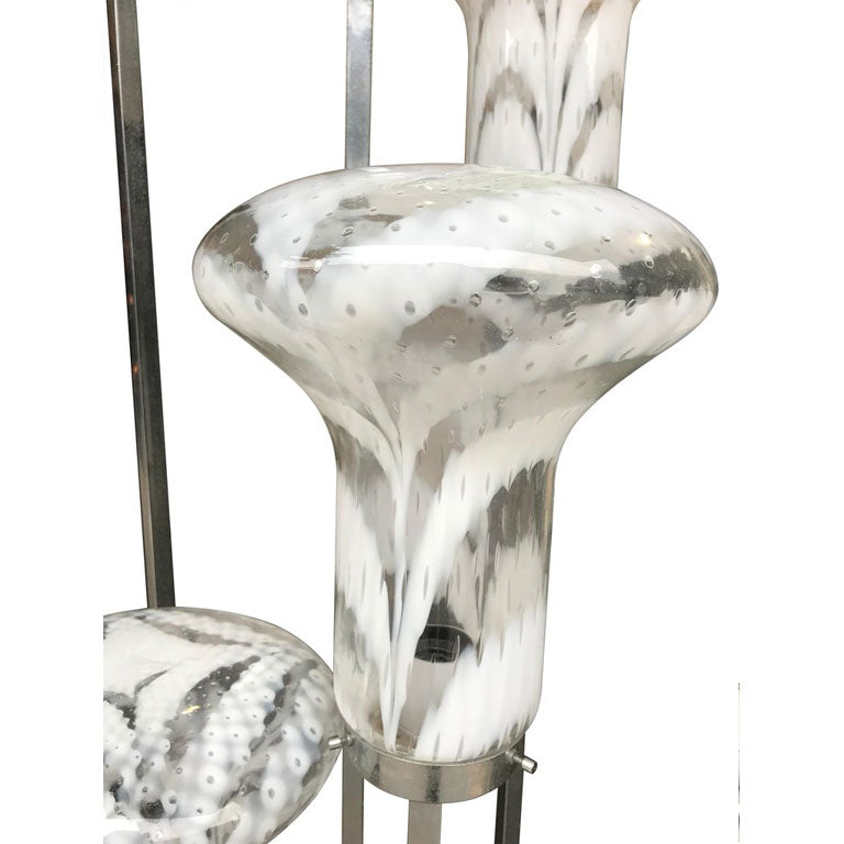 UNUSUAL ITALIAN FLOOR LAMP WITH LARGE MURANO GLASS SHADES