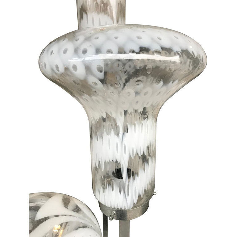 UNUSUAL ITALIAN FLOOR LAMP WITH LARGE MURANO GLASS SHADES