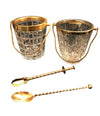 VAL ST LAMBERT CRYSTAL AND GOLD LEAF ICE BUCKET