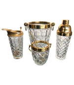 VAL ST LAMBERT CRYSTAL ICE BUCKET WITH BRASS TOP AND HANDLES