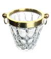 VAL ST LAMBERT CRYSTAL ICE BUCKET WITH BRASS TOP AND HANDLES