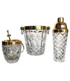 VAL ST LAMBERT CRYSTAL ICE BUCKET WITH BRASS TOP AND HANDLES