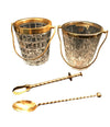 VAL ST LAMBERT CRYSTAL ICE BUCKET WITH GOLD LEAF