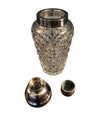 VAL ST LAMBERT RHODIUM PLATED AND CRYSTAL GLASS COCKTAIL SHAKER