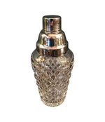 VAL ST LAMBERT RHODIUM PLATED AND CRYSTAL GLASS COCKTAIL SHAKER