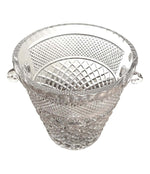 VAL SAINT LAMBERT CRYSTAL CHAMPAGNE BUCKET WITH GLASS HANDLES