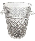 VAL SAINT LAMBERT CRYSTAL CHAMPAGNE BUCKET WITH GLASS HANDLES