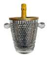VAL ST LAMBERT FACETED CRYSTAL CHAMPAGNE BUCKET WITH GOLD PLATED DETAILED RIM