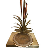 WILLY DARO BULRUSH LAMP WITH UNDER LIT AGATE SLICE