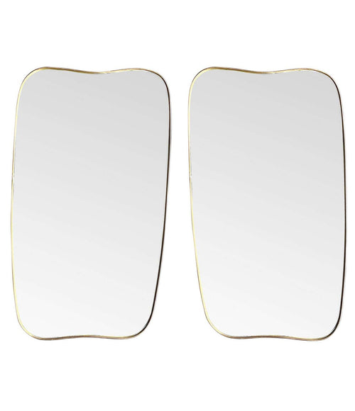 WONDERFUL PAIR OF ORIGNAL LARGE CURVED BRASS ITALIAN SHIELD MIRRORS