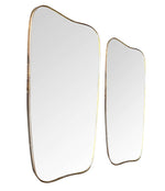 WONDERFUL PAIR OF ORIGNAL LARGE CURVED BRASS ITALIAN SHIELD MIRRORS