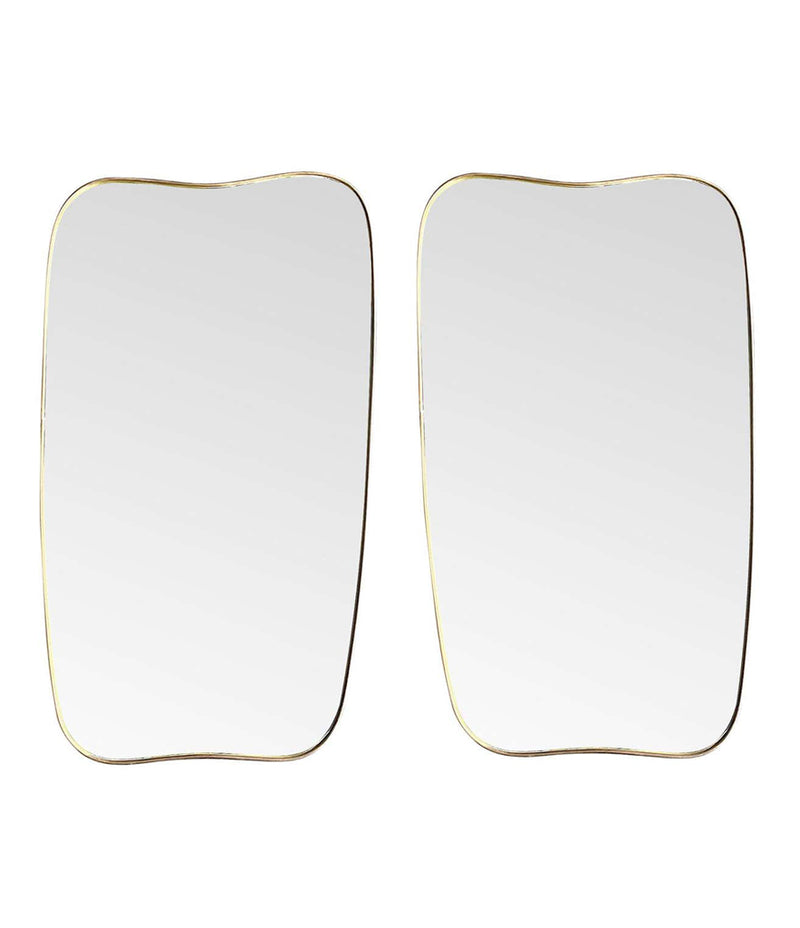 WONDERFUL PAIR OF ORIGNAL LARGE CURVED BRASS ITALIAN SHIELD MIRRORS