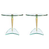 Pair of Glass and Brass Circular Side Tables in the Style of Fontana Arte - Mid Century Furniture - Ed Butcher