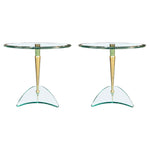 Pair of Glass and Brass Circular Side Tables in the Style of Fontana Arte - Mid Century Furniture - Ed Butcher