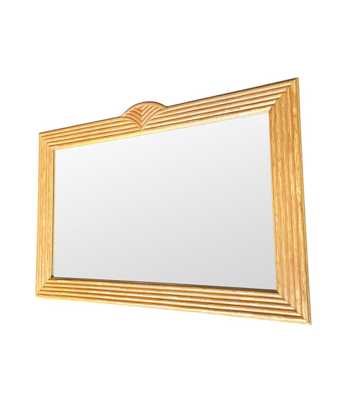A large 1970s pencil reed bamboo mirror in the style of vivai del sud
