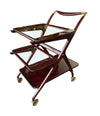 Lovely 1950s Cesare Lacca Mahogany Bar Cart Trolley with Removable Trays