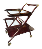 Lovely 1950s Cesare Lacca Mahogany Bar Cart Trolley with Removable Trays