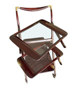 Lovely 1950s Cesare Lacca Mahogany Bar Cart Trolley with Removable Trays