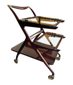Lovely 1950s Cesare Lacca Mahogany Bar Cart Trolley with Removable Trays