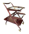 Lovely 1950s Cesare Lacca Mahogany Bar Cart Trolley with Removable Trays