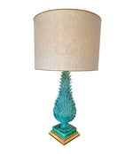 Large 1950s Turquoise Ceramic Lamp by Ceramicas Bondia, Manises, Spain - Mid Century Table Lamp - Ed Butcher Antiques